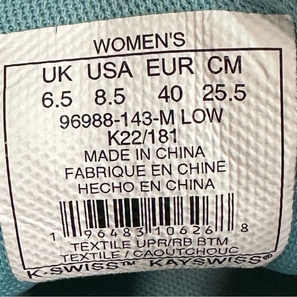 K-Swiss Ultrashot 3. Women Size 8.5 Color Blanc De Blanc/Nile Blue/Desert Flower - Picture 10 of 11